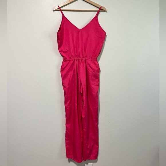 Hot Pink Spaghetti Strap Sleeveless Jumpsuit with Pockets – Size M - Picture 2 of 11